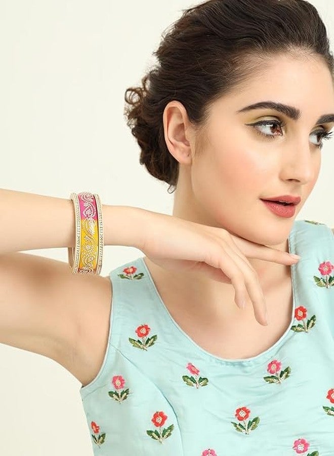 BANGLESKART Lac Kada Set For Women & Girls Featuring Zircon With Glitter Pattern And Shiny Finish Providing A Stylish And Elegant Look Fashionable Bangles For Wedding, Occasions- Set Of 6 Bangles Multi - Image 3