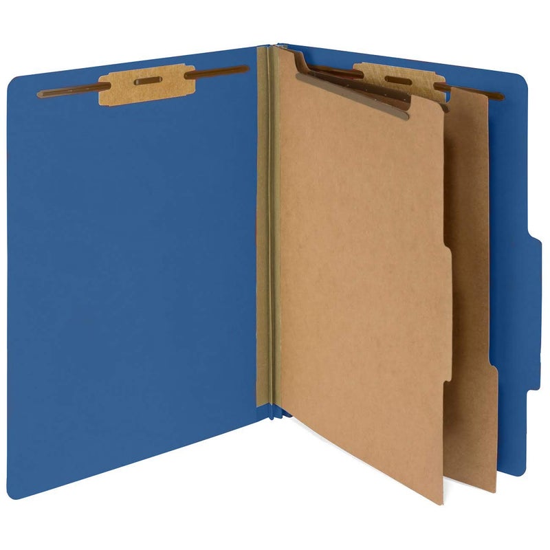 Blue Summit Supplies 10 Blue Classification Folders with Dividers - Employee Personnel File Folders â€“ 2'' Tyvek with Two Prong File Folders for Medical, Law Files - Pressboard Classification Folders 2 Dividers Letter Size - Image 1