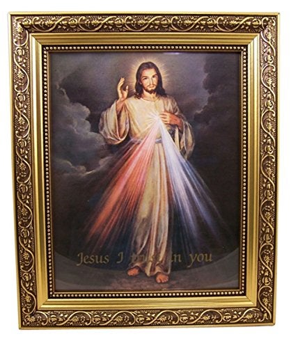Gerffert Collection The Divine Mercy Framed Portrait Print, 13 Inch (Ornate Gold Tone Finish Frame) - Image 1