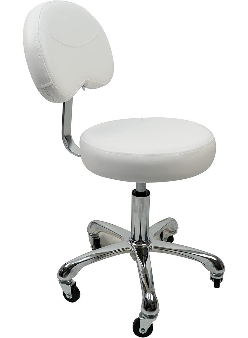 Meishida Adjustable Stool Chair with Backrest Swivel Seat Rolling Wheels for Studio Dental Office Salon and Counter Home Desk Chair (White)  - Image 1