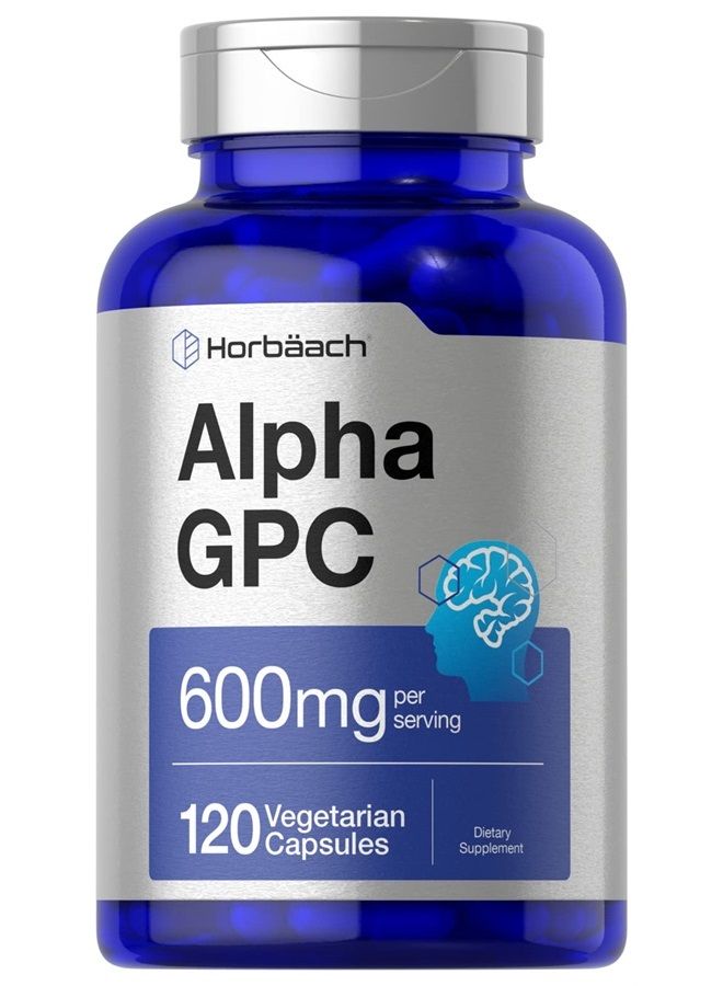 Horbäach Alpha GPC 600mg | 120 Capsules | Vegetarian, Non-GMO & Gluten Free Choline Supplement | Supports Healthy Memory, Focus and Clarity | by Horbaach - Image 1