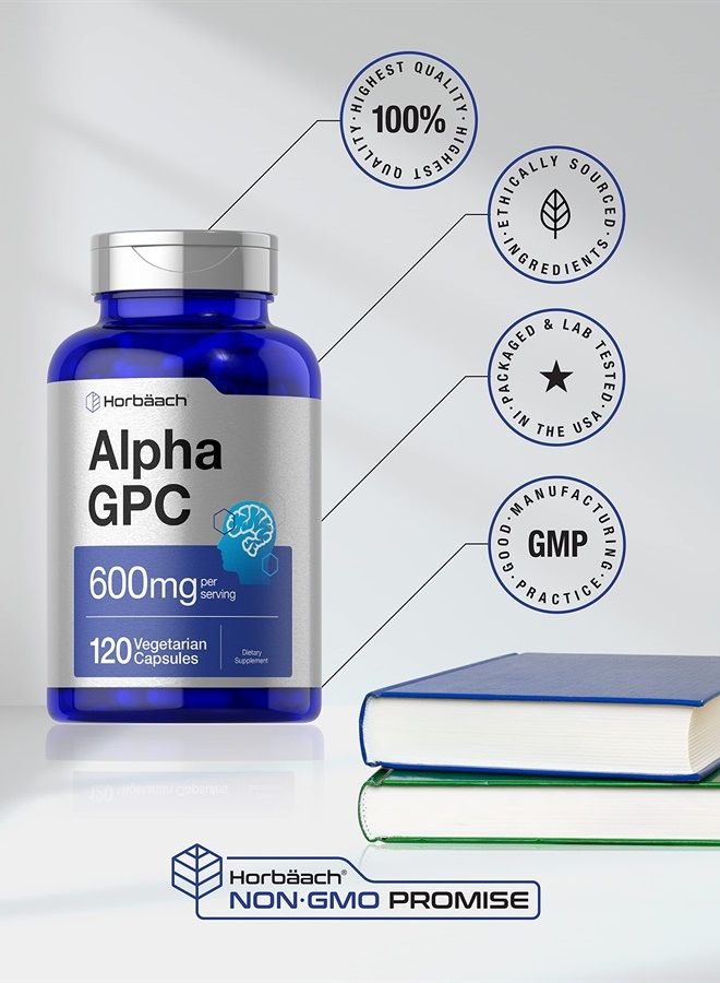 Horbäach Alpha GPC 600mg | 120 Capsules | Vegetarian, Non-GMO & Gluten Free Choline Supplement | Supports Healthy Memory, Focus and Clarity | by Horbaach - Image 5