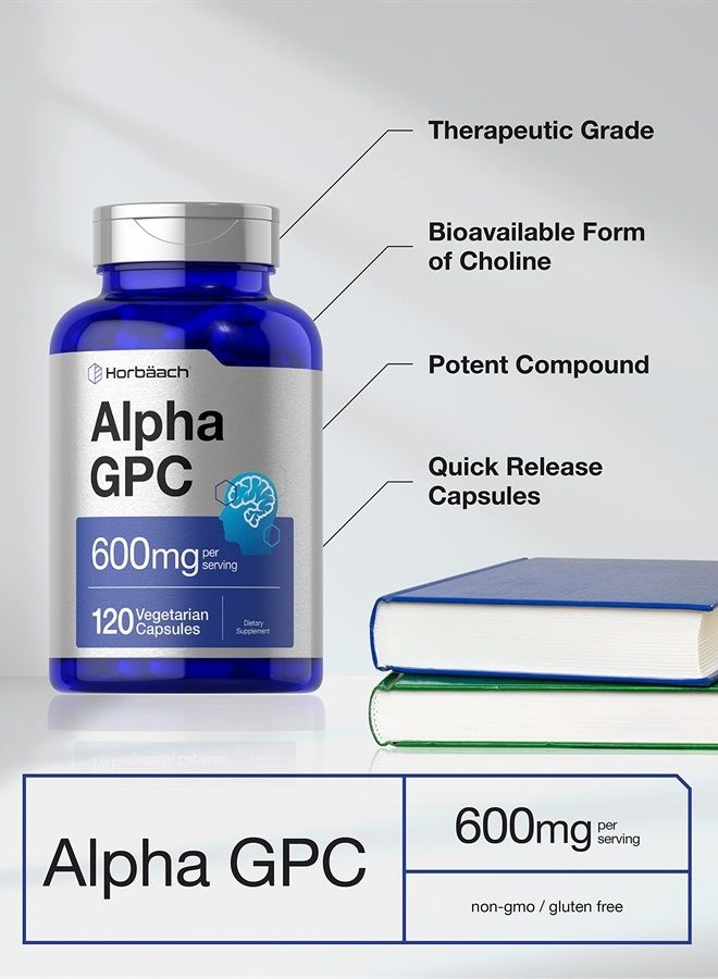Horbäach Alpha GPC 600mg | 120 Capsules | Vegetarian, Non-GMO & Gluten Free Choline Supplement | Supports Healthy Memory, Focus and Clarity | by Horbaach - Image 3