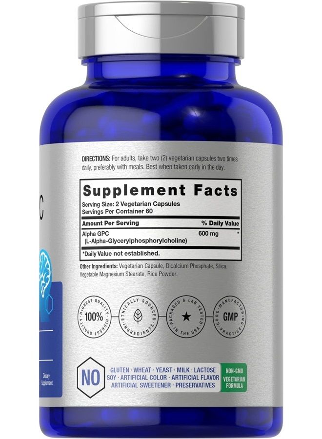 Horbäach Alpha GPC 600mg | 120 Capsules | Vegetarian, Non-GMO & Gluten Free Choline Supplement | Supports Healthy Memory, Focus and Clarity | by Horbaach - Image 2