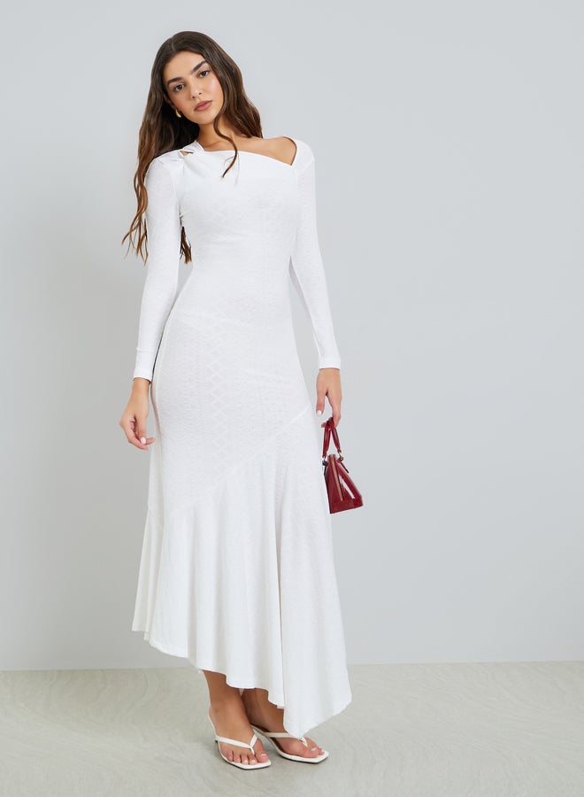 Styli Off White Asymmetric Hem Maxi Dress - Image 1