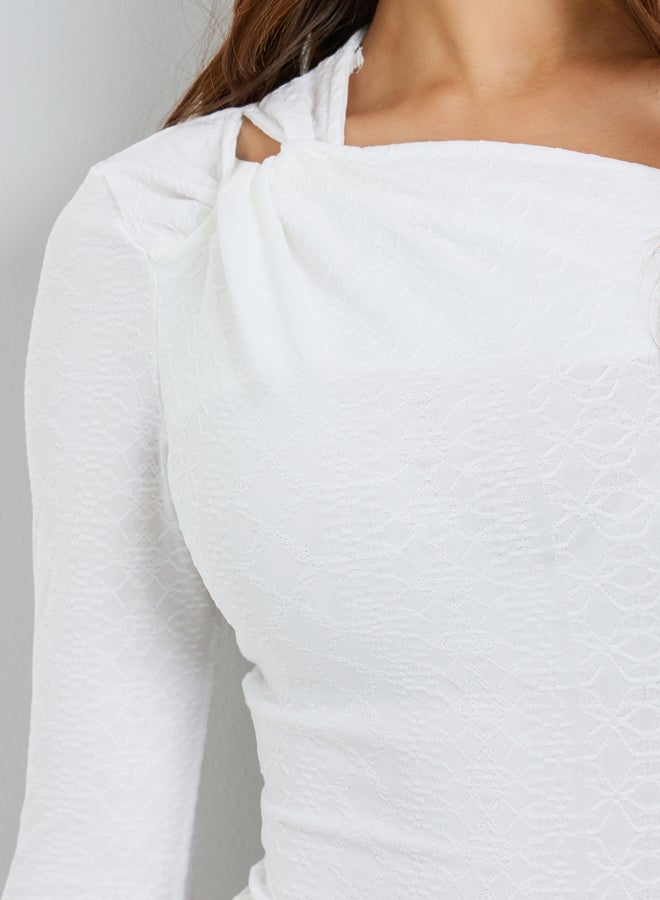 Styli Off White Asymmetric Hem Maxi Dress - Image 4