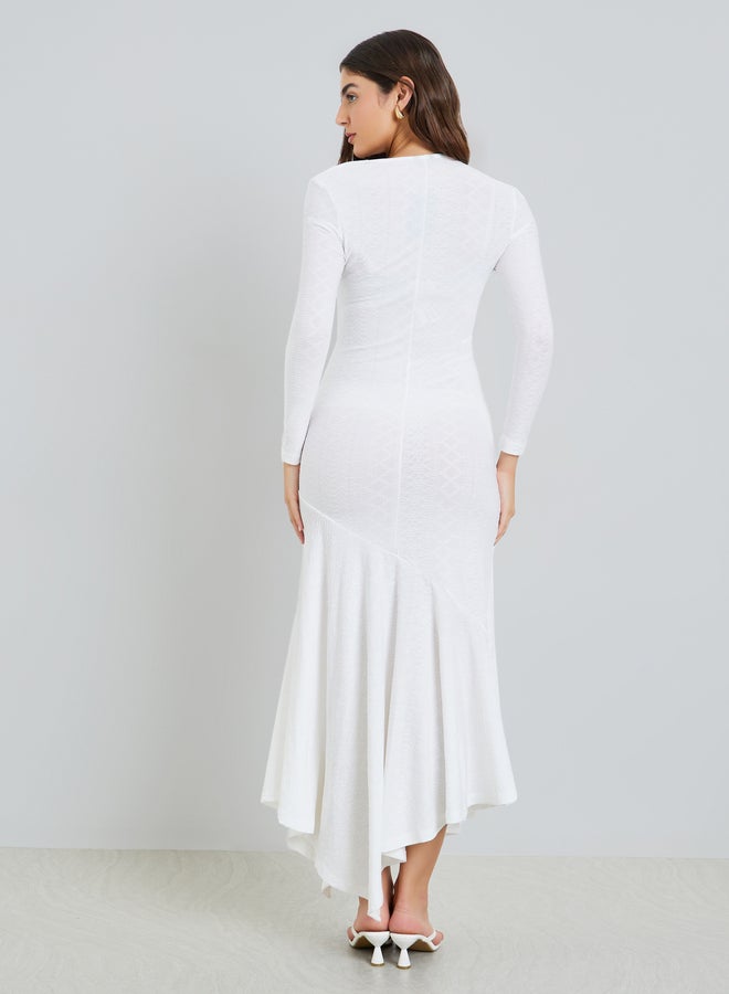 Styli Off White Asymmetric Hem Maxi Dress - Image 3
