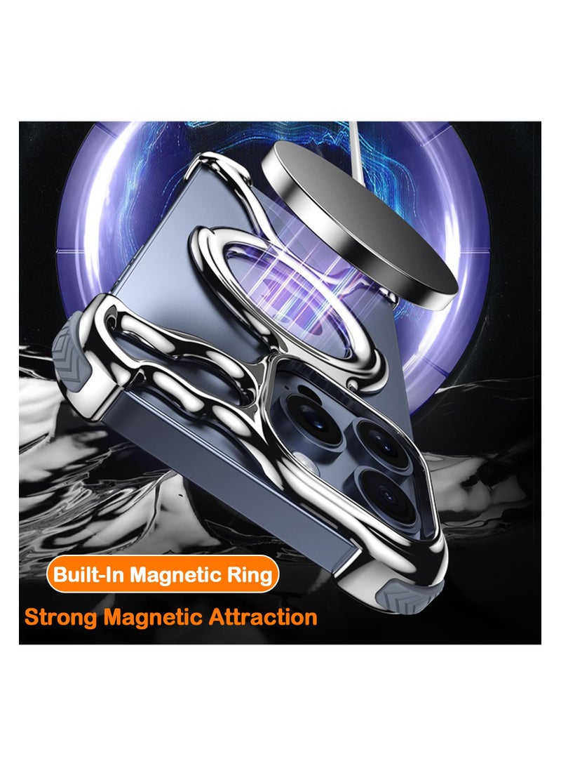 SYOSI Case for iPhone 15 Pro Max/15 Pro/15, Lightweight PC Frame Shell [Compatible with MagSafe] Streamlined Design, Comfortable Grip, Silver, 15 Pro Max, pocket-friendly, for Women, Men - Image 3