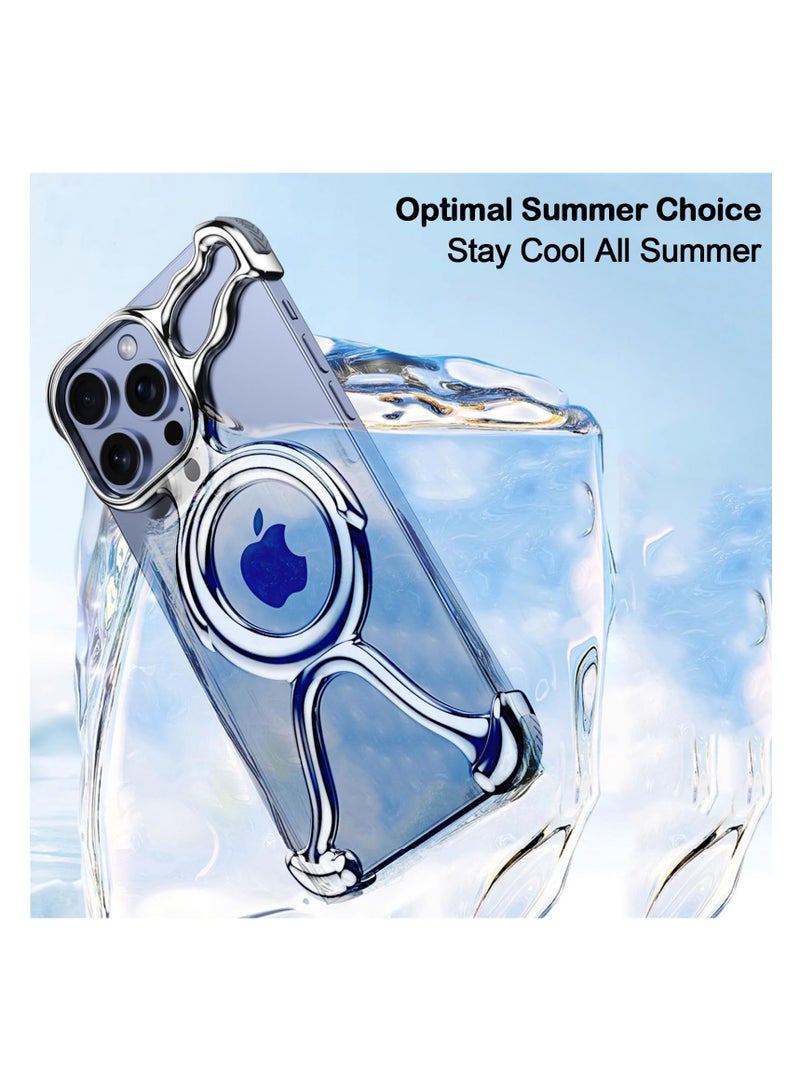 SYOSI Case for iPhone 15 Pro Max/15 Pro/15, Lightweight PC Frame Shell [Compatible with MagSafe] Streamlined Design, Comfortable Grip, Silver, 15 Pro Max, pocket-friendly, for Women, Men - Image 4