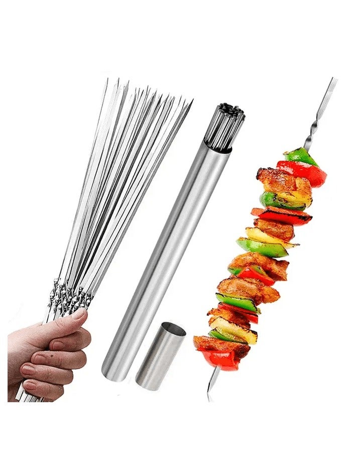 هومستر 50 قطعة من قطع الصلب المقاوم للصدأ مع 1 أنبوب تخزين، قابلة لإعادة الاستخدام وسهلة التنظيف لأطراف الشواء في الهواء الطلق والداخل - Image 1