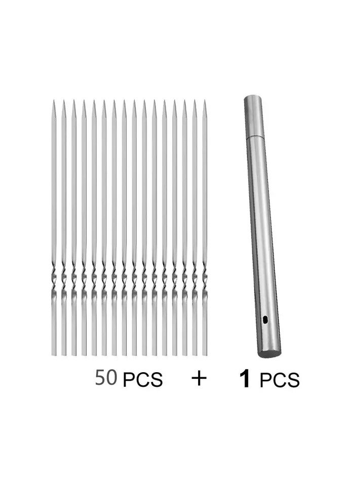 هومستر 50 قطعة من قطع الصلب المقاوم للصدأ مع 1 أنبوب تخزين، قابلة لإعادة الاستخدام وسهلة التنظيف لأطراف الشواء في الهواء الطلق والداخل - Image 5
