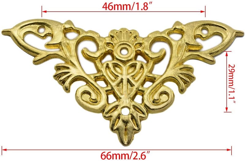 Aifeier ET Furniture Decorative Edge Cover Antique Metal Carved Corner Protector for Jewelry Box Album Book Cabinet Desk etc 12pcs Gold - Image 3