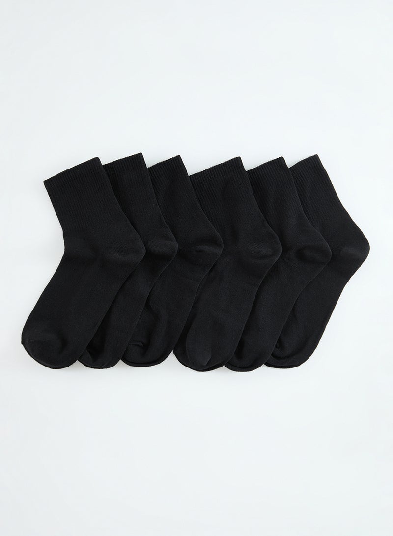 trendyol Unisex Black 6Piece Cotton College and Tennis Socks - Image 1