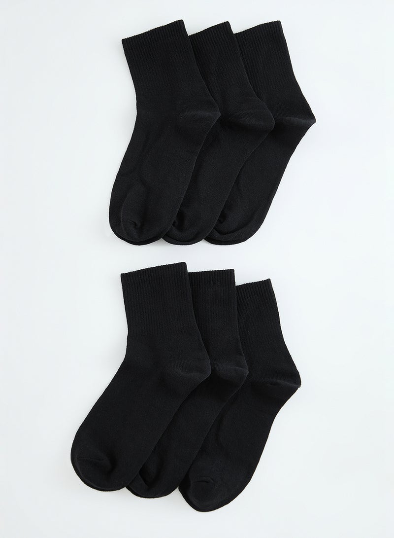 trendyol Unisex Black 6Piece Cotton College and Tennis Socks - Image 2