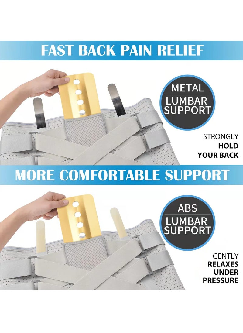 KASTWAVE Back Brace for Lower Back Pain Relief - Adjustable Support Belt for Herniated Disc, Sciatica - Removable Stays - 2 Sets of Support - Breathable Fabric - Perfect Fit for Men and Women (Grey, Large)  - Image 3