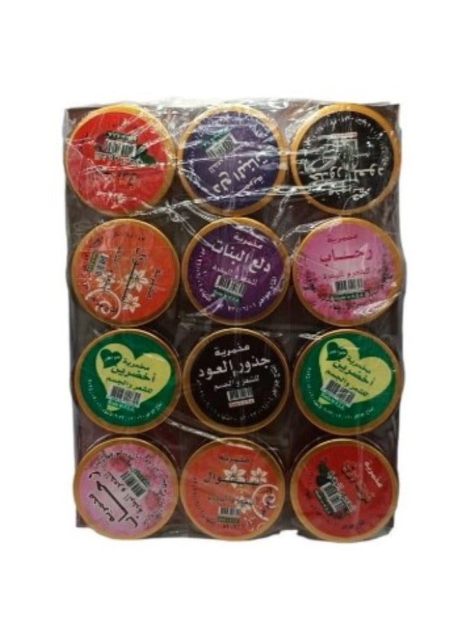 مخمريه لتعطيرالجسم والشعر مكون من 12 قطعة بروائح مختلفة 480 جرام