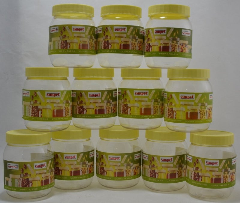 Sunpet Sunpet Plastic Storage Cantainers- 500Ml, Set Of 12, Yellow, Brown 
