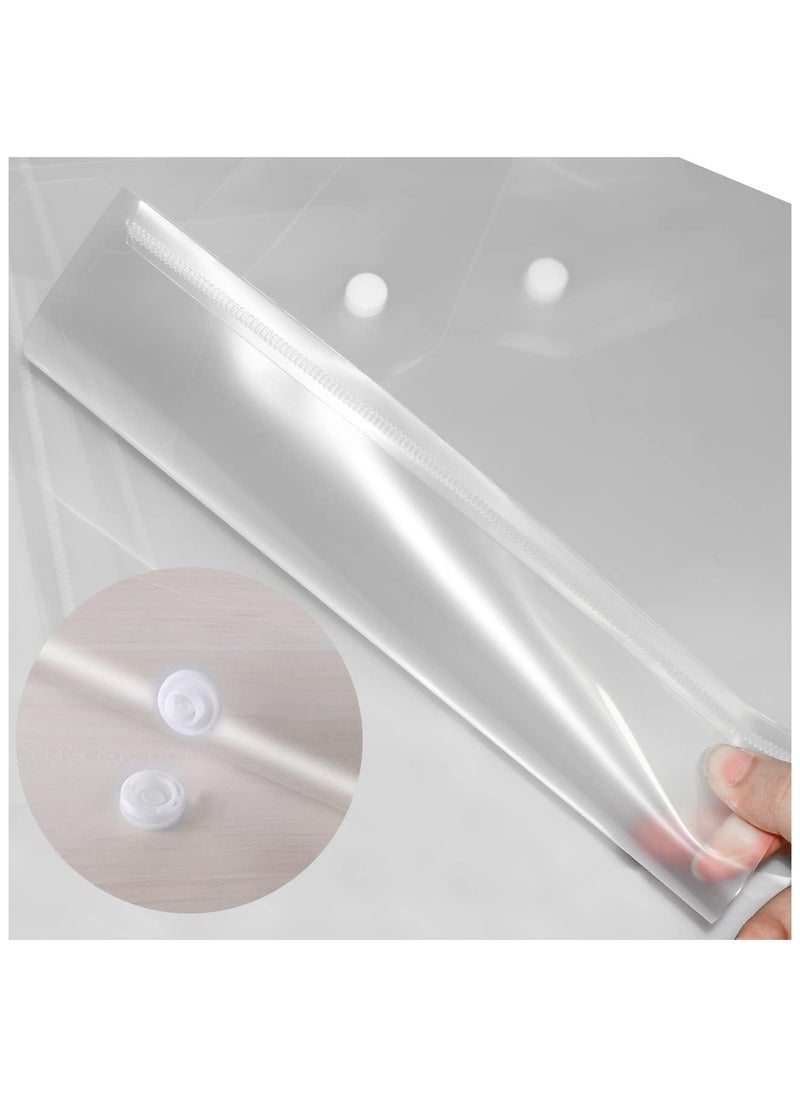 DELGREEN 30 Pieces A4 Document Bags with Snap Button Closure, Clear Plastic Poly Envelopes Organizers, Waterproof Transparent File Folder Bags for Office, Home, School, Stationery  - Image 5
