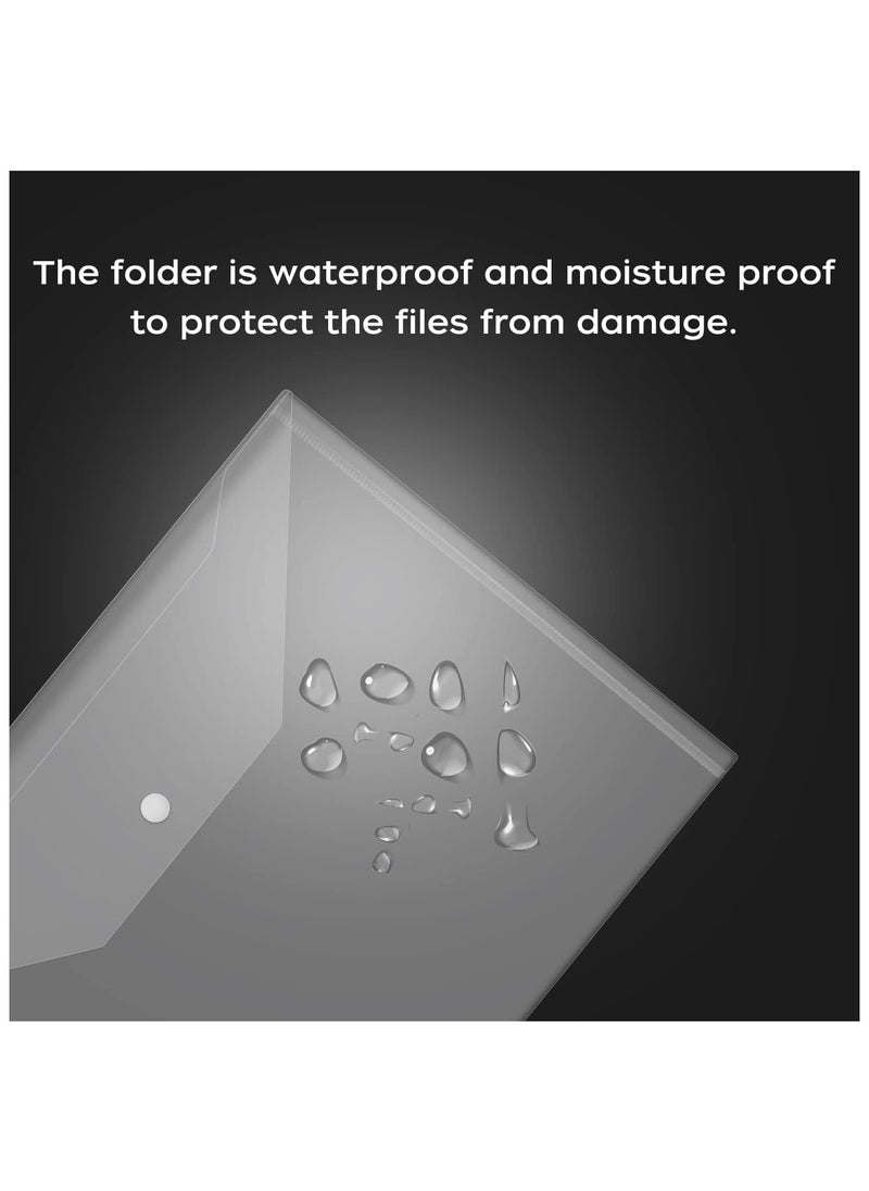 DELGREEN 30 Pieces A4 Document Bags with Snap Button Closure, Clear Plastic Poly Envelopes Organizers, Waterproof Transparent File Folder Bags for Office, Home, School, Stationery  - Image 4