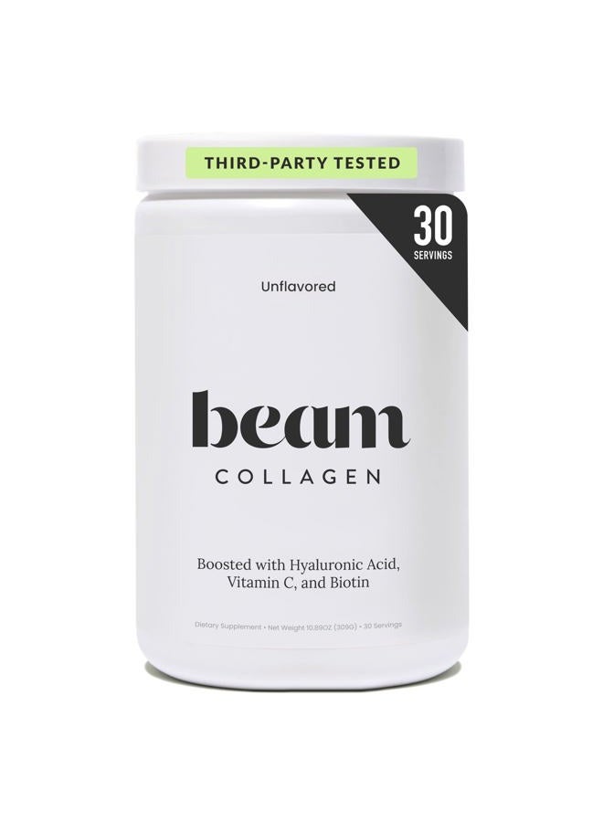 BEAM Collagen Powder, Collagen for Women, Collagen with Hyaluronic Acid, Collagen Peptides Type 1 and 3, with Biotin, Grass Fed Bovine, Third-Party Tested, Best for Coffee, Vitamin C, 30 Servings - Image 1