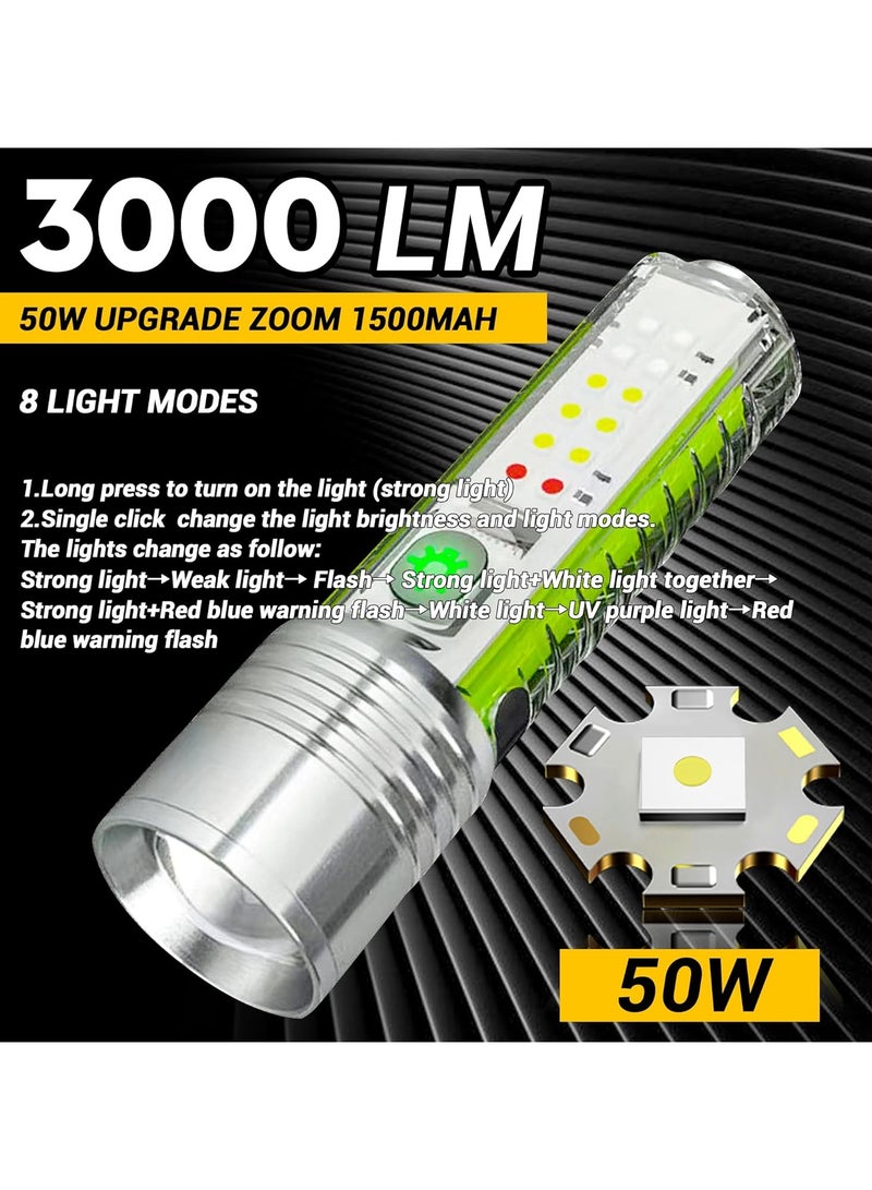 Small Flashlight Powerful - 1500mAh 3000 Lumens Rechargeable Flashlights with 8 Light Modes, Waterproof Magnetic Handheld Flashlights for Emergencies, Camping, Hiking - Image 2