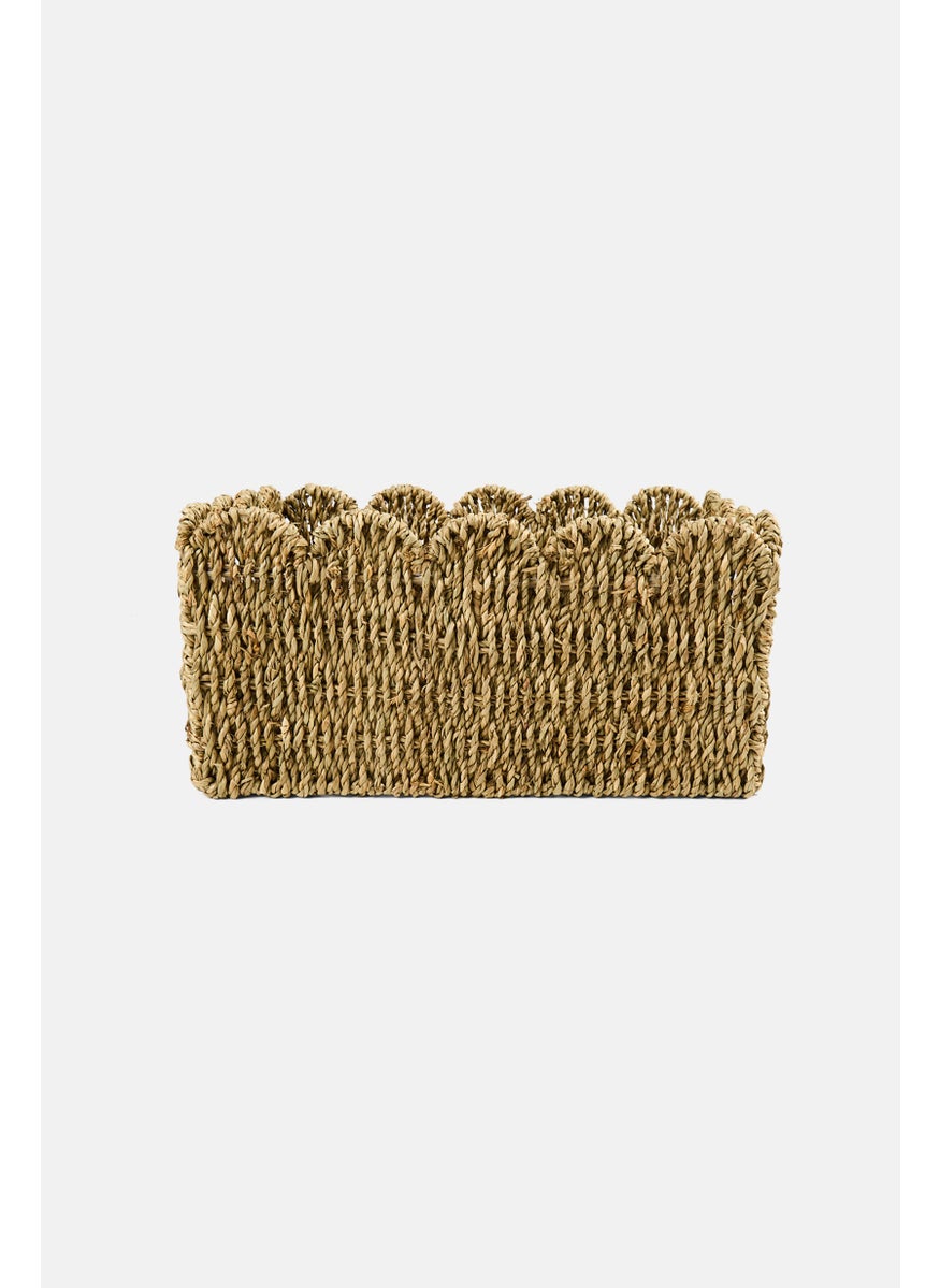 Muy Mucho Rectangular Basket With Waves, Brown  - Image 1