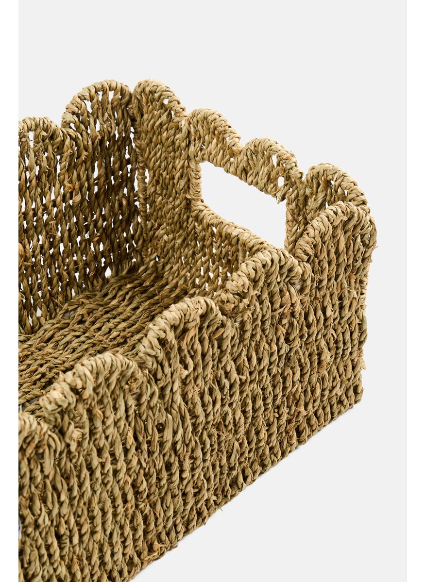 Muy Mucho Rectangular Basket With Waves, Brown  - Image 3