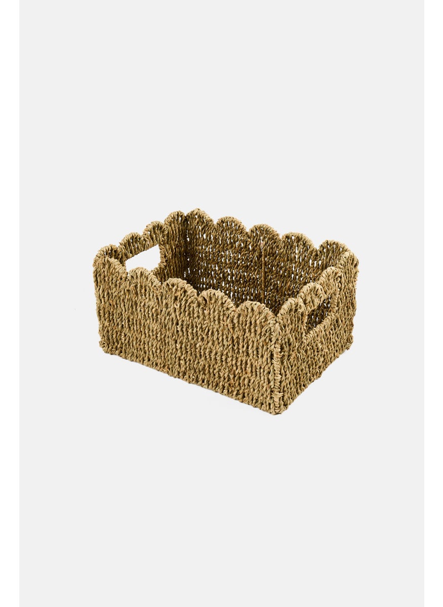 Muy Mucho Rectangular Basket With Waves, Brown  - Image 2