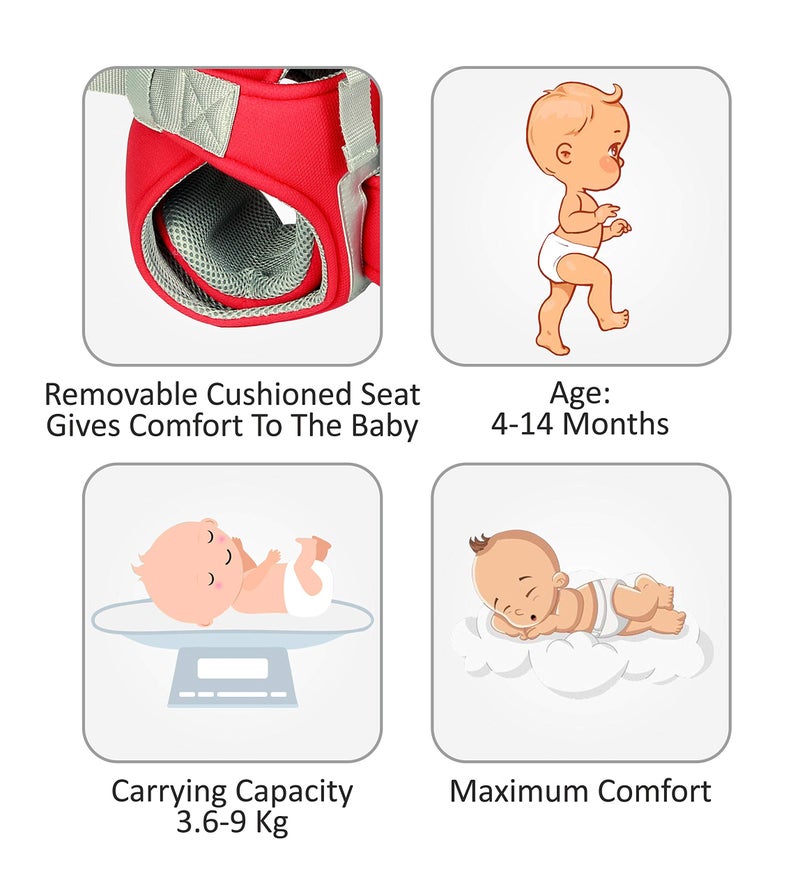 1st Step 6 in 1 Baby Carrier with 6 Carry Positions, Lumbar Support, for 4 to 18 Months Baby, Max Weight Up to 14 Kgs (Rose) - Image 4