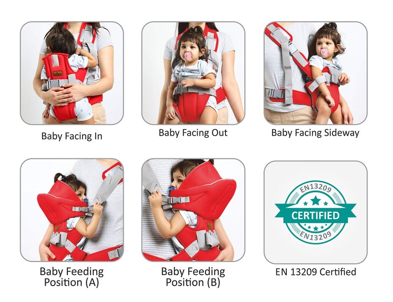 1st Step 6 in 1 Baby Carrier with 6 Carry Positions, Lumbar Support, for 4 to 18 Months Baby, Max Weight Up to 14 Kgs (Rose) - Image 2