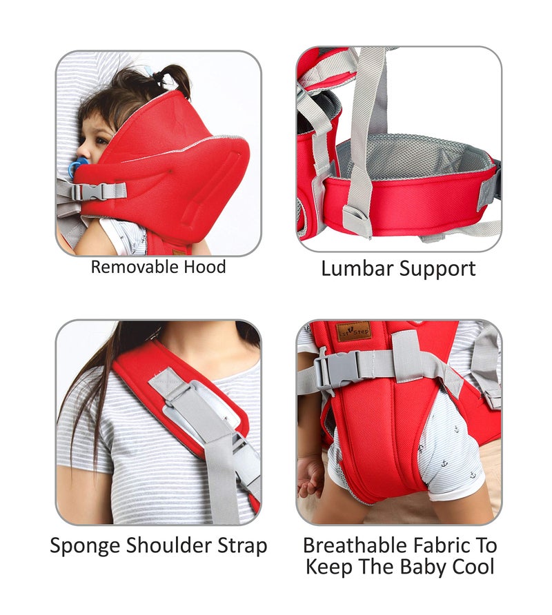 1st Step 6 in 1 Baby Carrier with 6 Carry Positions, Lumbar Support, for 4 to 18 Months Baby, Max Weight Up to 14 Kgs (Rose) - Image 3