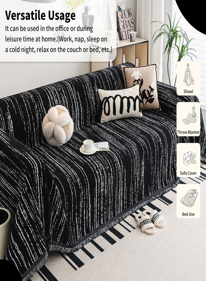 WEYOND Chenille Couch Cover Pet Friendly, Sofa Cover Washable, Reversible Sofa Slipcover for Sectional Sofa, Loveseat, 2 or 3 Cushion Couch, Corner Sofa, Futon Cover (71" X 118", Black) - Image 5