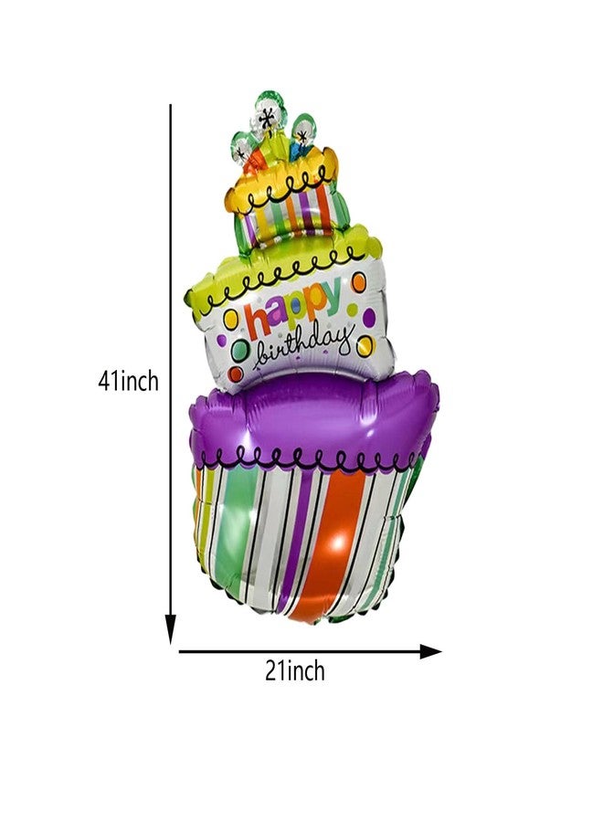 RS 5PCS Happy Birthday Foil Balloons - Cake Birthday Mylar Balloons for Birthday Decorations - Image 4