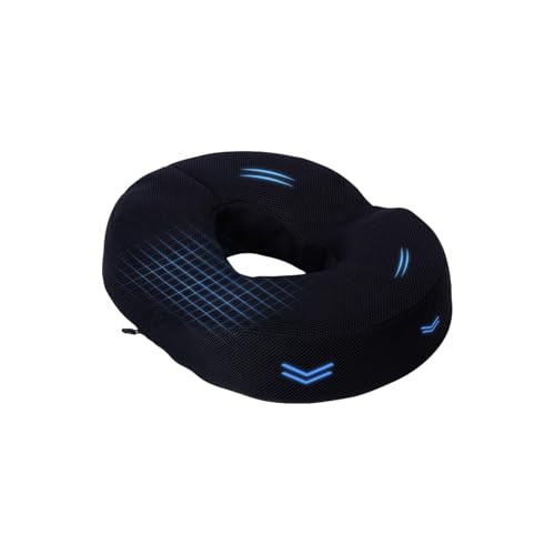 ARUNAVI Donut Pillow for Tailbone Pain Relief | Orthopedic Coccyx Seat Cushion for Hemorrhoids, Piles, Prostate, Sciatica & Pregnancy | Memory Foam Donut Cushion for Chair, Car & Office Use | Black - Image 1