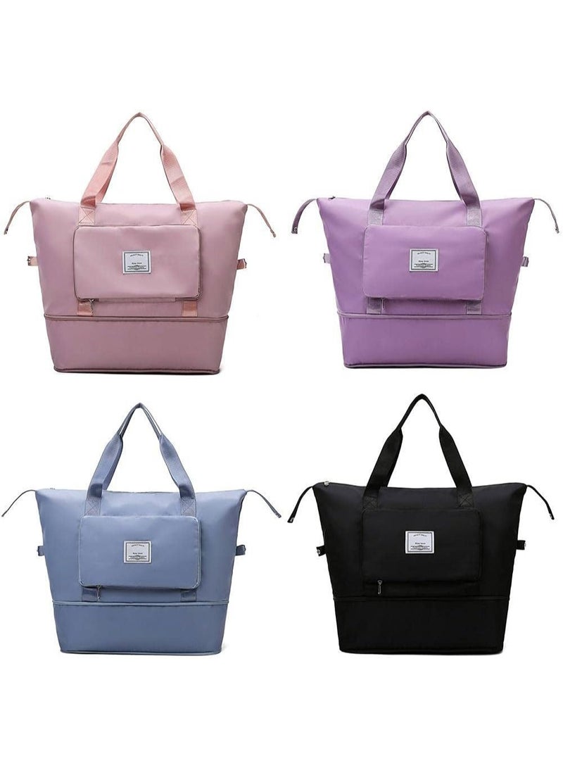 A multi-purpose bag that folds easily, features a front pocket and a top zipper, and can be attached to the handle of a suitcase. Designed to combine style, comfort, and practicality, this black bag is designed to be stylish, comfortable, and practical. - Image 2