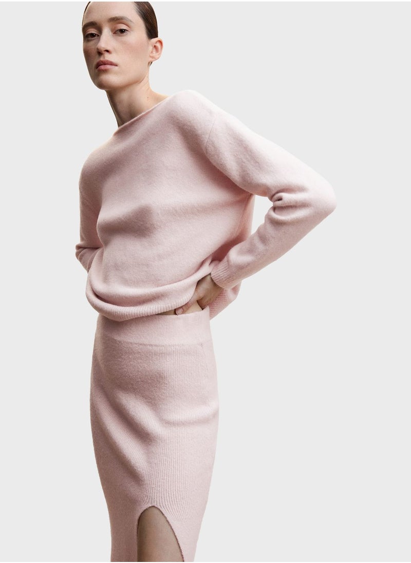 MANGO - Side Slit Ribbed Skirt - Image 1