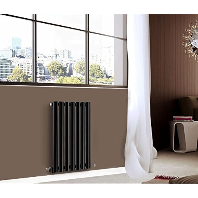 600MM X 413MM HORIZONTAL OVAL COLUMN DESIGNER RADIATOR BLACK SINGLE PANEL LUXURY CENTRAL HEATING RADIATORS - Image 1