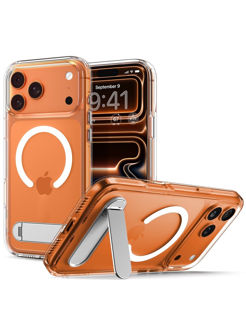 Spigen Ultra Hybrid S MagFit iPhone 17 PRO Case Cover MagSafe with Kickstand [TPU Covered Camera Control] - Clear White - Image 1
