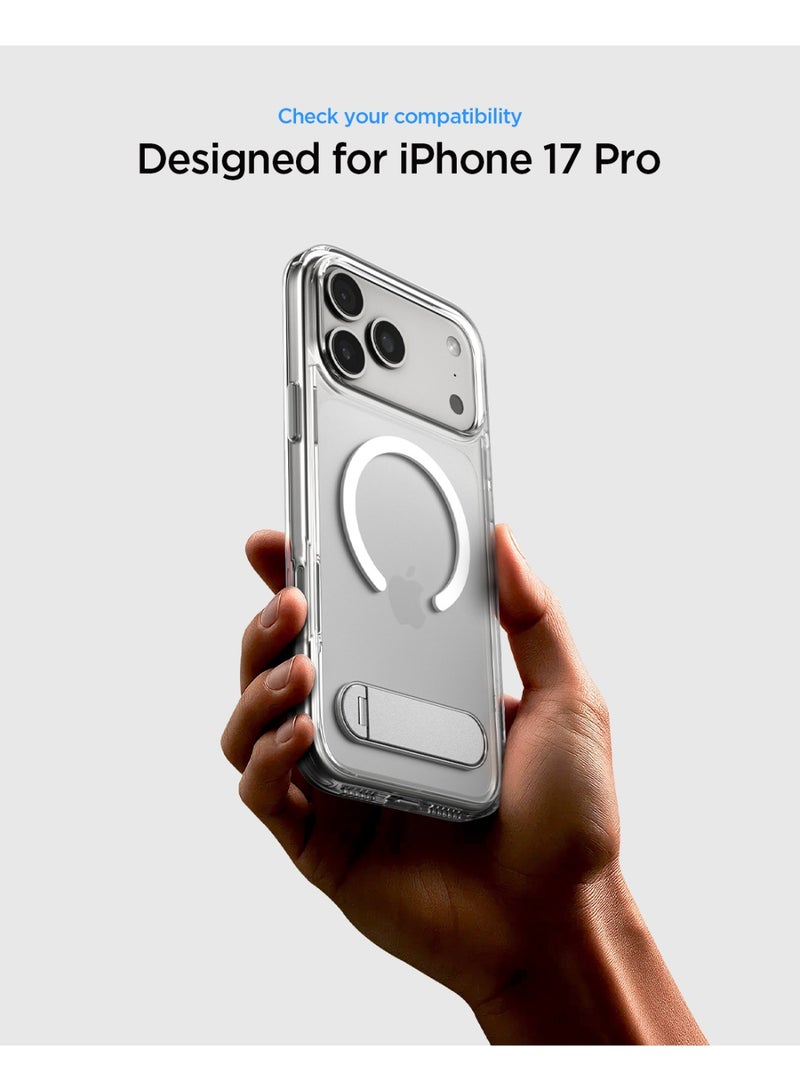 Spigen Ultra Hybrid S MagFit iPhone 17 PRO Case Cover MagSafe with Kickstand [TPU Covered Camera Control] - Clear White - Image 2