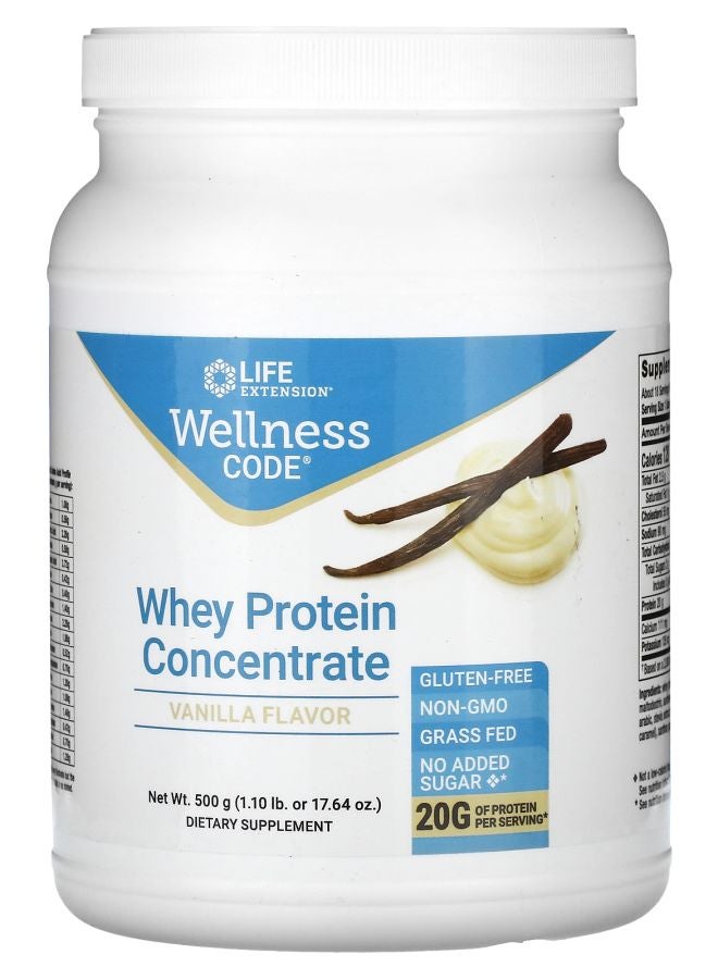 Life Extension Wellness Code Whey Protein Concentrate Vanilla  1.10 lb (500 g) - Image 1