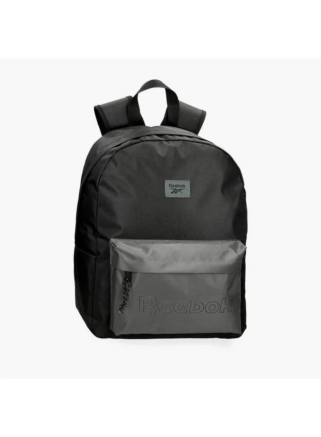 ريبوك Logo Print School Backpack with Adjustable Straps and Zip Closure - 38x19x43 cm
