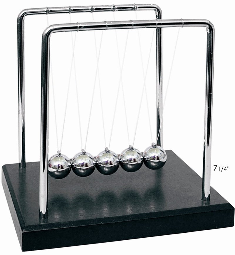 PowerTRC Newtons Cradle Balance Balls 7 1/4" | Science Physics Gadget | Desk Toys & Accessories - Image 1