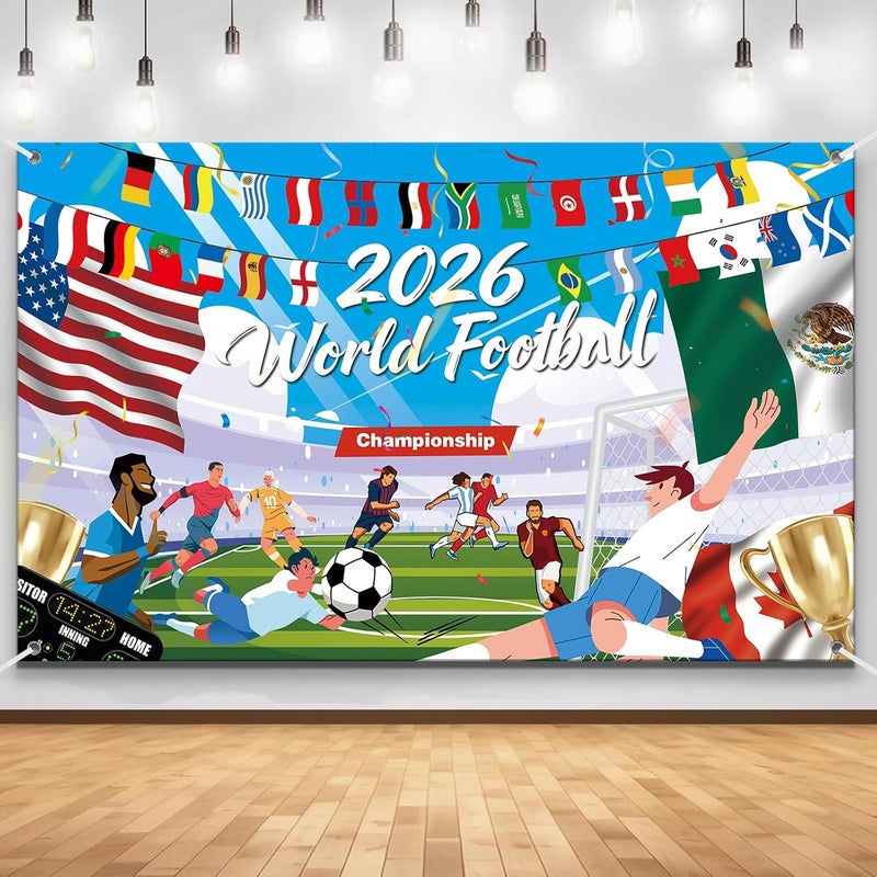 ARS FIFA World Cup 2026 Banner Wall Art, Party, Party Backdrop, Football Party – Premium Fabric Poster, Banner, Large Banner, Durable Weather-Resistant Hanging Banner with Metal Rings for Indoor & Outdoor Decoration - Image 1