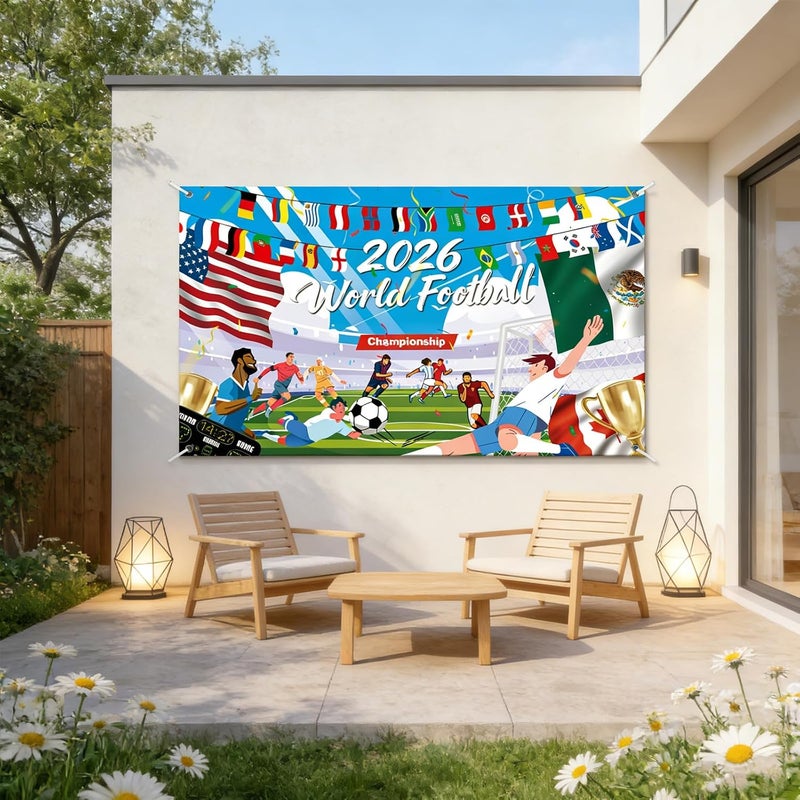 ARS FIFA World Cup 2026 Banner Wall Art, Party, Party Backdrop, Football Party – Premium Fabric Poster, Banner, Large Banner, Durable Weather-Resistant Hanging Banner with Metal Rings for Indoor & Outdoor Decoration - Image 3