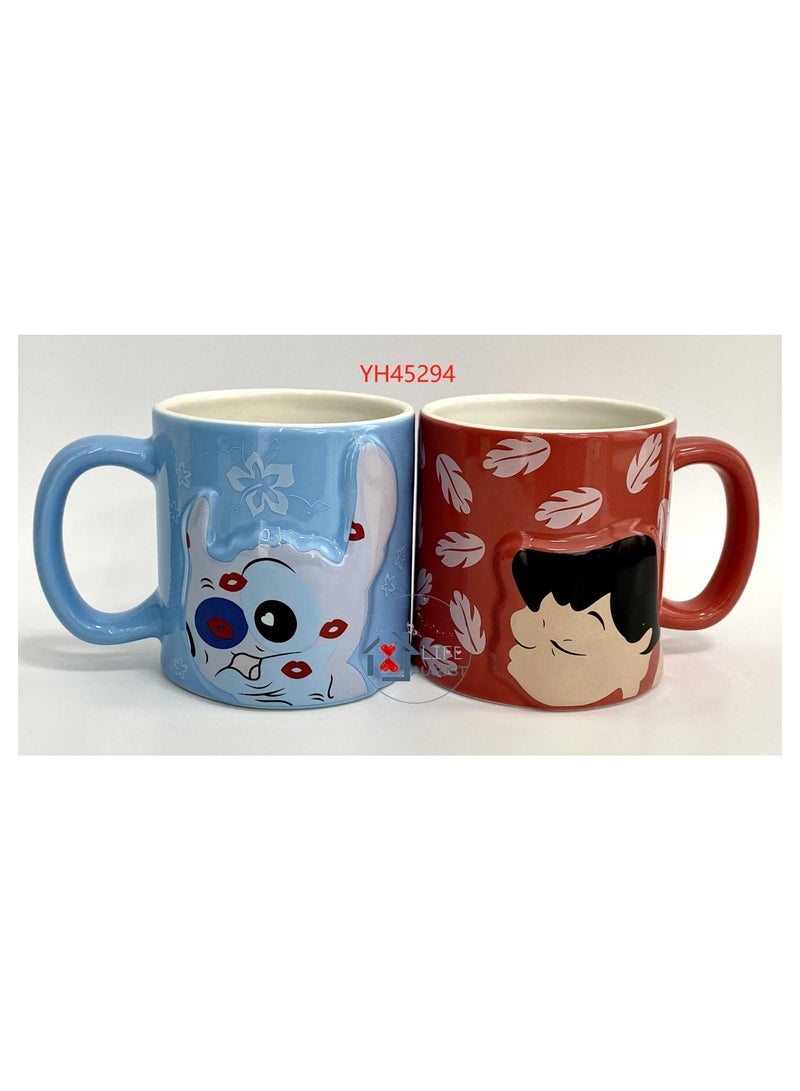NATIONAL GIFT WORLD COMMERCIAL Stitch and Lilo Couples Mugs Ceramic Set 350ml - Image 3