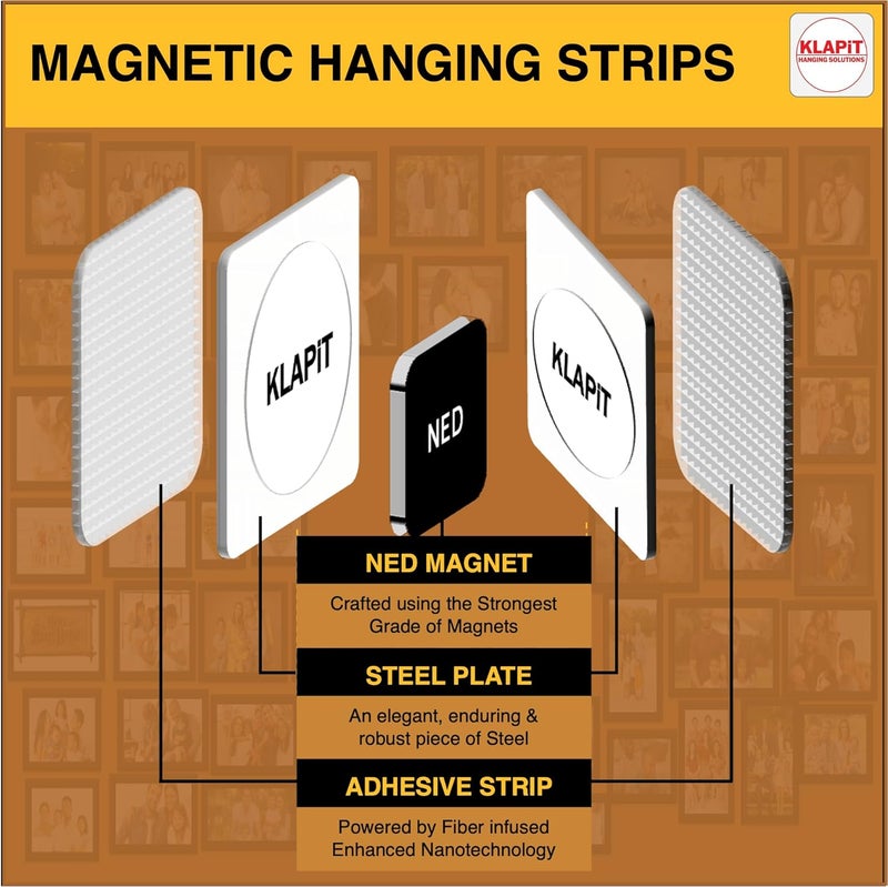 KLAPiT Magnetic Picture Hanging Strips - 8 Pack - Image 2