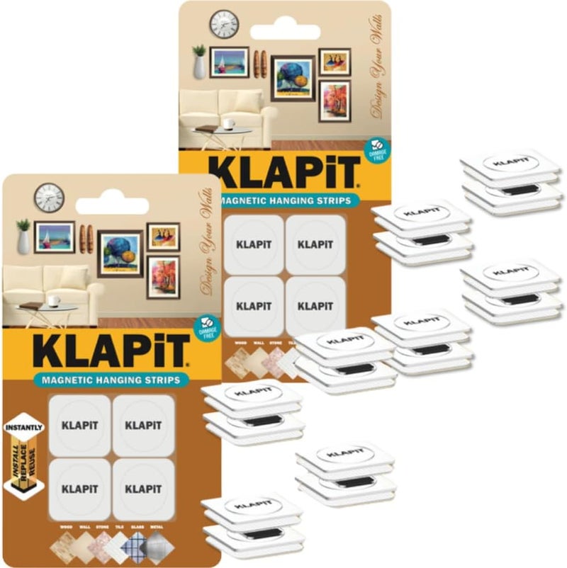 KLAPiT Magnetic Picture Hanging Strips - 8 Pack - Image 1
