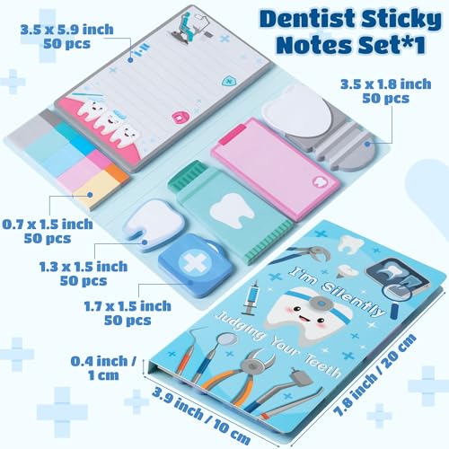 B1ykin Cute Sticky Notes Set - I’m Silently Judging Your Teeth Self-Stick Notes Pad, 550 Sheets Writing Memo Pages Sticky Notepad for Teacher Appreciation Gift, School Office Party Supplies (Dentist) - Image 2