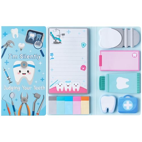 B1ykin Cute Sticky Notes Set - I’m Silently Judging Your Teeth Self-Stick Notes Pad, 550 Sheets Writing Memo Pages Sticky Notepad for Teacher Appreciation Gift, School Office Party Supplies (Dentist) - Image 1