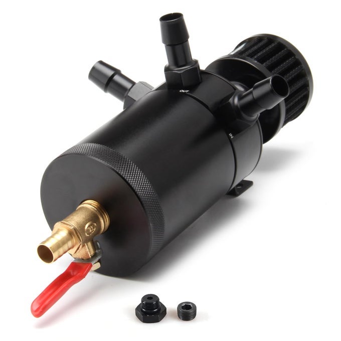 Universal 150Ml Car Oil Catch Can Kit Reservoir Tank Compact Baffled 3Port Oil Separator 2 Inlets 1 Outlet Black With Breather Filter Drain Valve Htracing